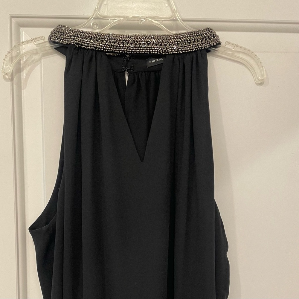 White House Black Market Beaded Black Top